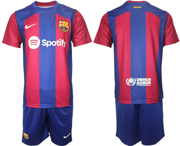 Men's Barcelona Custom 2023/24 Blue/Red Home Soccer Jersey Suit